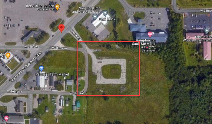 Motel Commodore - Aerial Map - Now An Empty Lot (newer photo)